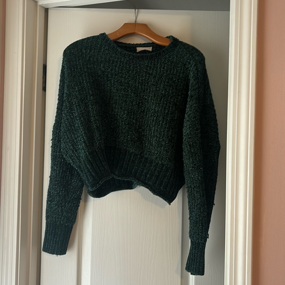 Altar’d State Green Polyester Cropped Sweater